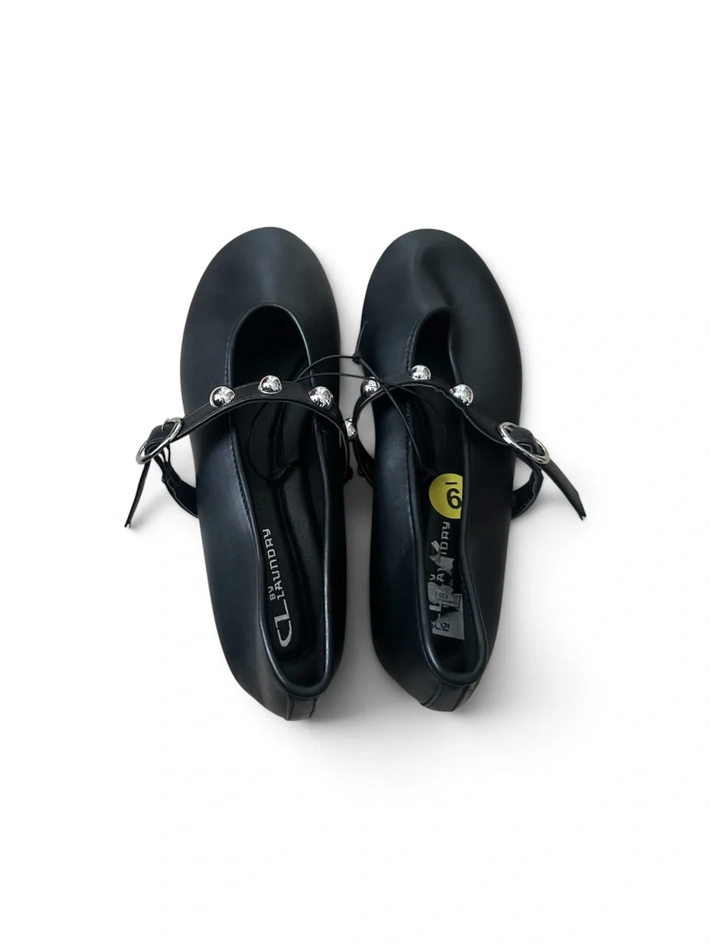 CL by Chinese Laundry Black Studded Strap Flats
